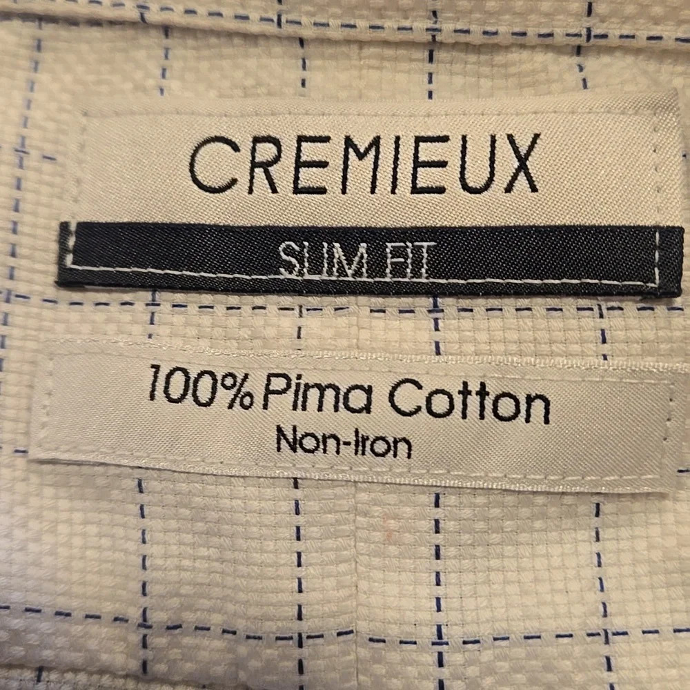 Cremieux Slim Fit Non-Iron Spread Collar Windowpane Dress Shirt size 16.5 (35) - Picture 7 of 13